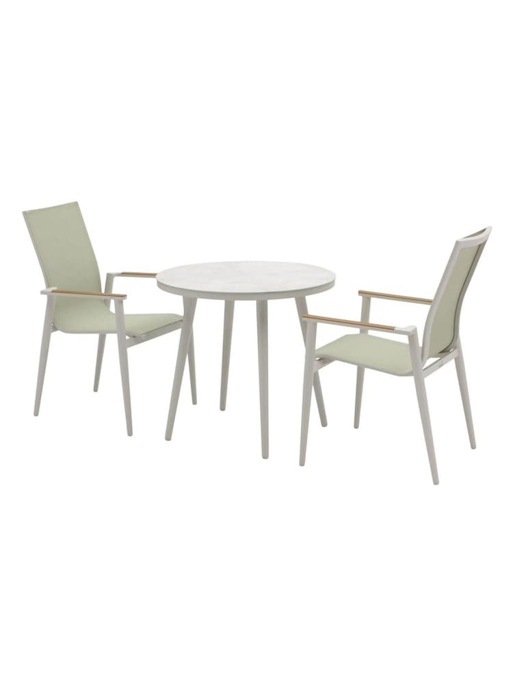 Bramblecrest Green Sofia Round Bistro Table with 2 Armchairs - Image 2 of 2 Bramblecrest Green Sofia Round Bistro Table with 2 Armchairs - Image 2 of 2