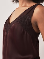 Mint Velvet Red Satin Lace Camisole - Image 3 of 7