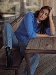 Mint Velvet Blue Button Detail Cardigan - Image 1 of 7
