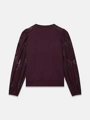 Mint Velvet Red Cotton Blend Lace Sleeve Sweatshirt - Image 7 of 7