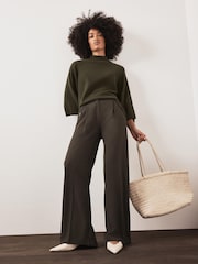 Mint Velvet Green Cotton Blend High Neck Top - Image 2 of 7