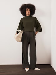 Mint Velvet Green Cotton Blend High Neck Top - Image 3 of 7
