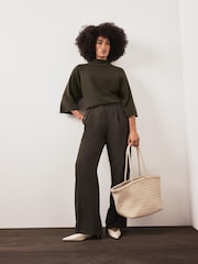 Mint Velvet Green Cotton Blend High Neck Top - Image 5 of 7