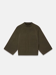 Mint Velvet Green Cotton Blend High Neck Top - Image 6 of 7