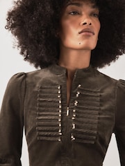 Mint Velvet Green Corduroy Midi Dress - Image 4 of 7
