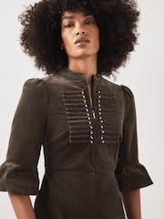 Mint Velvet Green Corduroy Midi Dress - Image 5 of 7