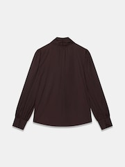 Mint Velvet Brown Satin Pussybow Blouse - Image 8 of 8