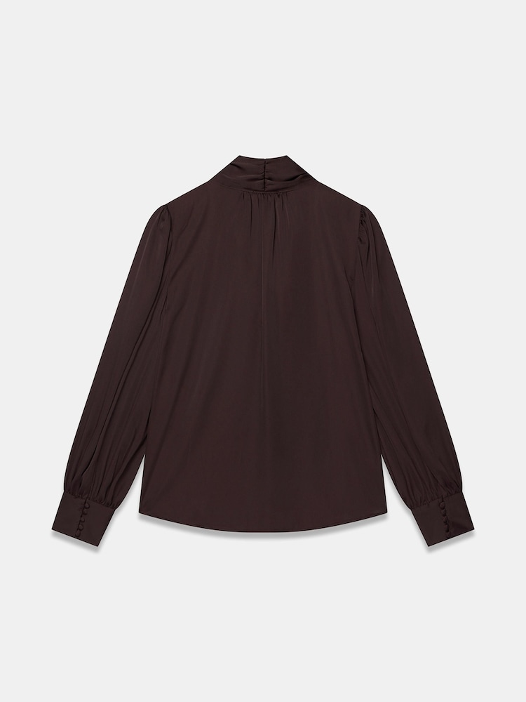 Mint Velvet Brown Satin Pussybow Blouse - Image 8 of 8 Mint Velvet Brown Satin Pussybow Blouse - Image 8 of 8