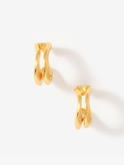 Mint Velvet Gold Plated Double Wave Hoop Earrings - Image 2 of 3