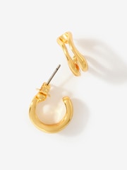 Mint Velvet Gold Plated Double Wave Hoop Earrings - Image 3 of 3