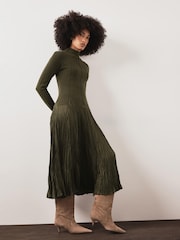 Mint Velvet Green Layered Knit Midi Dress - Image 1 of 8