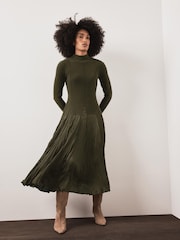 Mint Velvet Green Layered Knit Midi Dress - Image 2 of 8
