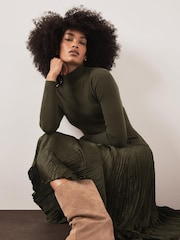 Mint Velvet Green Layered Knit Midi Dress - Image 3 of 8