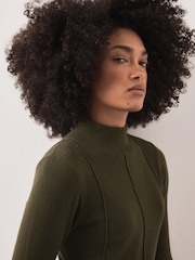 Mint Velvet Green Layered Knit Midi Dress - Image 4 of 8