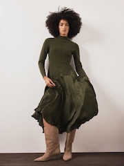 Mint Velvet Green Layered Knit Midi Dress - Image 5 of 8