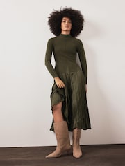 Mint Velvet Green Layered Knit Midi Dress - Image 6 of 8