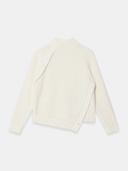 Mint Velvet White Cotton Blend Button Detail Jumper - Image 6 of 7
