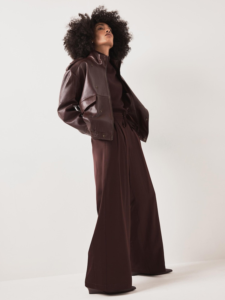 Rot - Mint Velvet Wide-Leg-Hose aus Satin - Bild 1 von 5