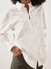 Mint Velvet White Cotton Blend Knot Button Shirt - Image 4 of 8
