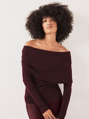 Mint Velvet Red Bardot Knit Top - Image 1 of 8