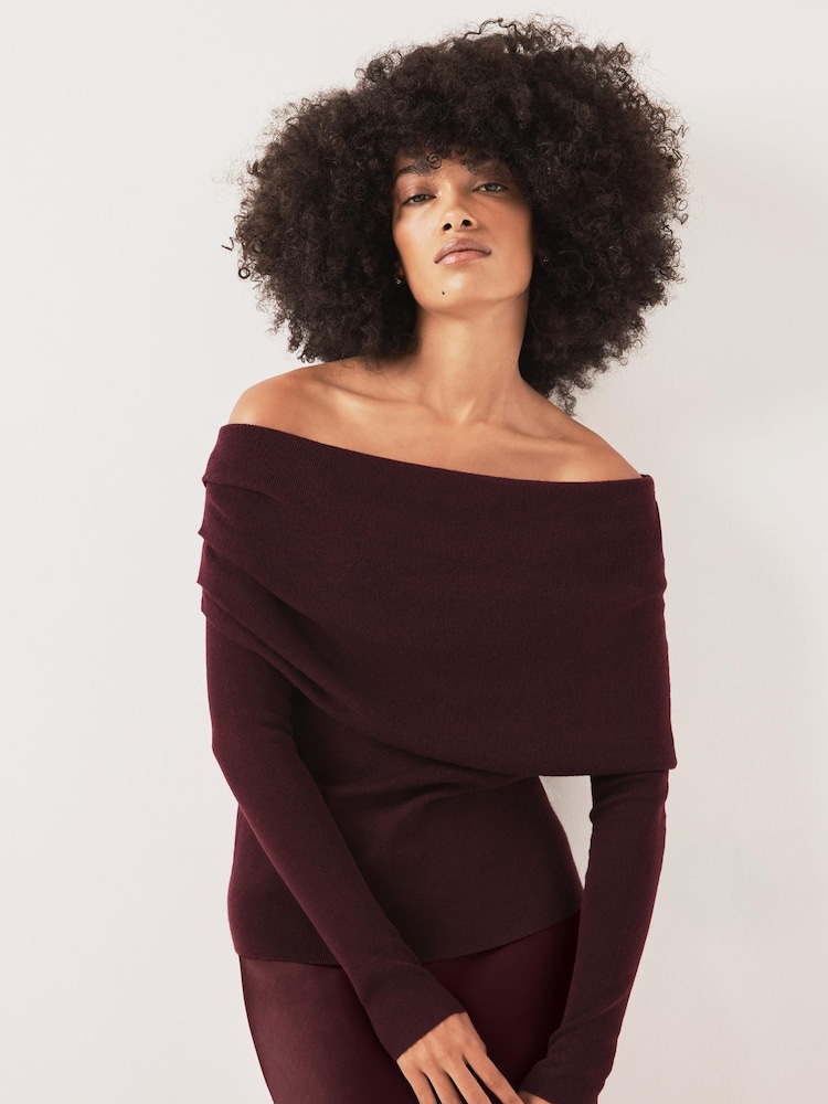 Mint Velvet Red Bardot Knit Top - Image 1 of 8