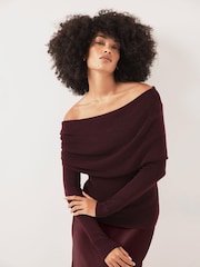 Mint Velvet Red Bardot Knit Top - Image 2 of 8