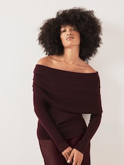 Mint Velvet Red Bardot Knit Top - Image 4 of 8