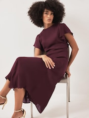 Rouge - Robe mi-longue Mint Velvet asymétrique drapée - Image 2 de 8