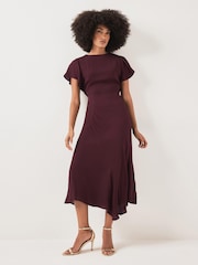 Rouge - Robe mi-longue Mint Velvet asymétrique drapée - Image 3 de 8