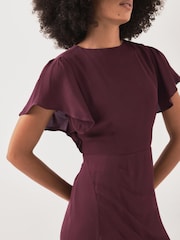 Rouge - Robe mi-longue Mint Velvet asymétrique drapée - Image 4 de 8