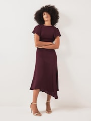 Rouge - Robe mi-longue Mint Velvet asymétrique drapée - Image 5 de 8