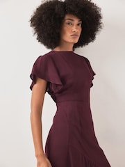 Rouge - Robe mi-longue Mint Velvet asymétrique drapée - Image 6 de 8