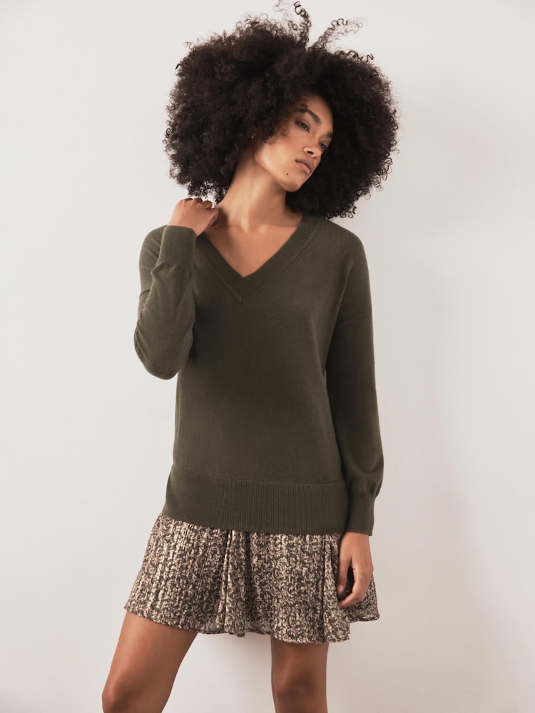 Mint Velvet Green Wool Blend Printed Mini Dress - Image 1 of 7 Mint Velvet Green Wool Blend Printed Mini Dress - Image 1 of 7