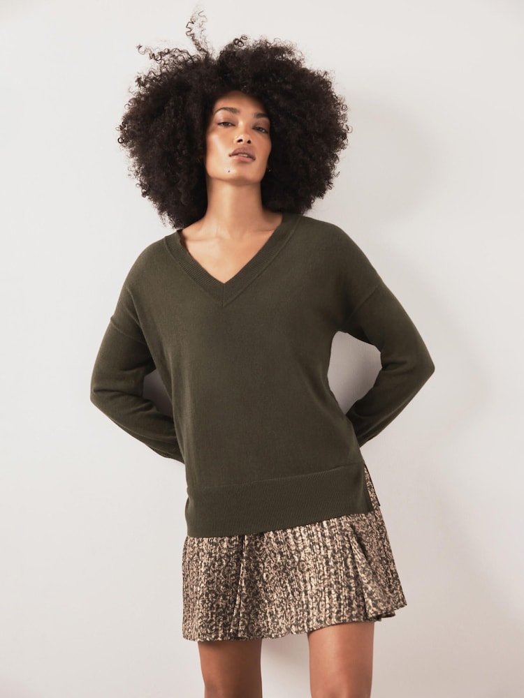 Mint Velvet Green Wool Blend Printed Mini Dress - Image 2 of 7 Mint Velvet Green Wool Blend Printed Mini Dress - Image 2 of 7