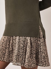 Mint Velvet Green Wool Blend Printed Mini Dress - Image 3 of 7