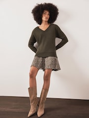 Mint Velvet Green Wool Blend Printed Mini Dress - Image 4 of 7
