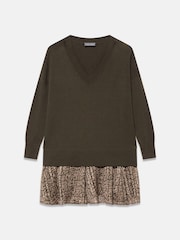 Mint Velvet Green Wool Blend Printed Mini Dress - Image 6 of 7