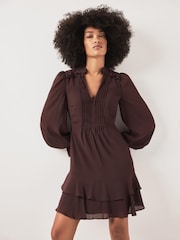 Mint Velvet Red Ruffle Mini Dress - Image 3 of 7