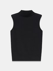 Mint Velvet Black Shoulder Pad Sleeveless Knit Top - Image 6 of 7