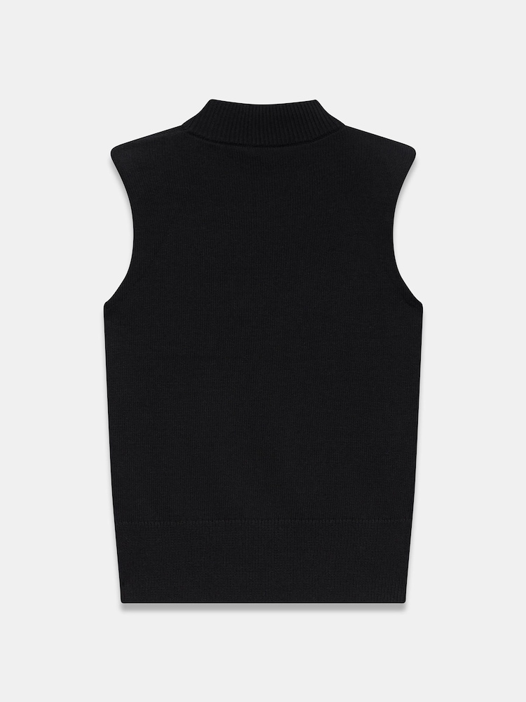 Mint Velvet Black Shoulder Pad Sleeveless Knit Top - Image 7 of 7