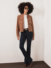 Mint Velvet Brown Suede Peplum Jacket - Image 5 of 8
