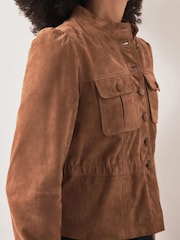 Mint Velvet Brown Suede Peplum Jacket - Image 6 of 8