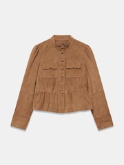 Mint Velvet Brown Suede Peplum Jacket - Image 7 of 8