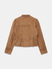 Mint Velvet Brown Suede Peplum Jacket - Image 8 of 8