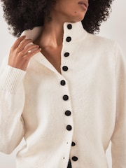 Mint Velvet White Funnel Neck Knit Cardigan - Image 3 of 8