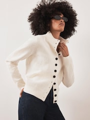 Mint Velvet White Funnel Neck Knit Cardigan - Image 5 of 8