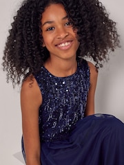 Lipsy Navy Blue Sequin Bodice Occasion Maxi Dress - Image 3 of 3