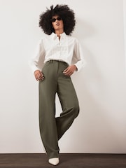 Mint Velvet Green Tailored Barrel Leg Trousers - Image 2 of 6