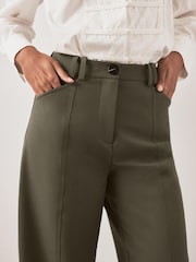 Mint Velvet Green Tailored Barrel Leg Trousers - Image 3 of 6