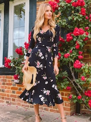 Sosandar multi floral Print Jersey Midi Dress - Image 1 of 5